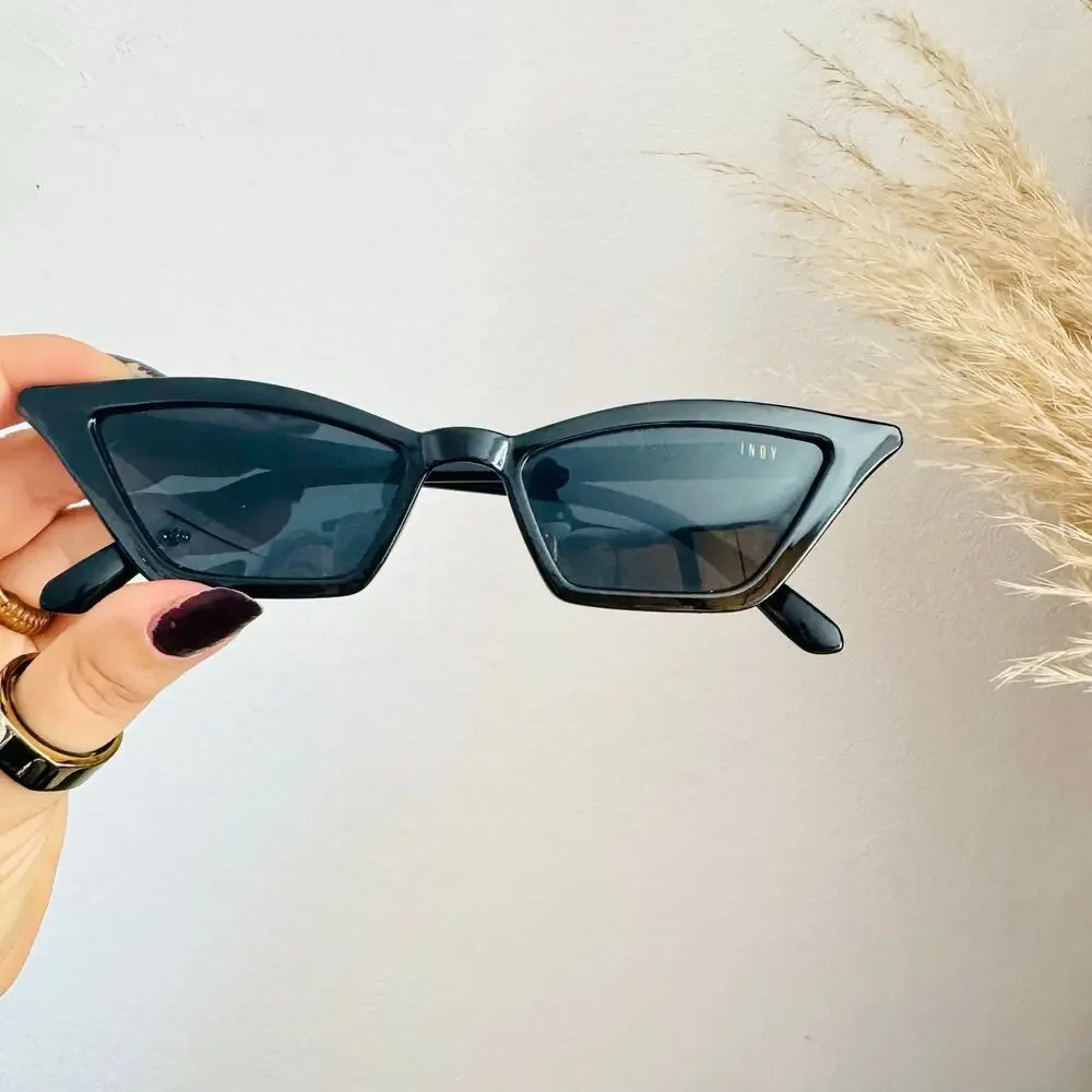 INDY FREE PEOPLE ANTHRO Black Cat Eye Plastic Rectangle $118 Sunnies Sunglasses